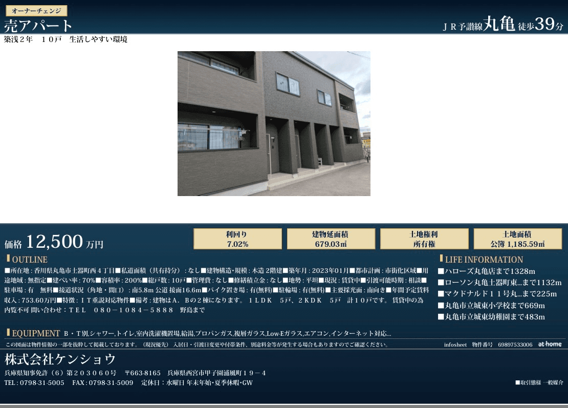 丸亀市土器町西4丁目 売アパート - 1